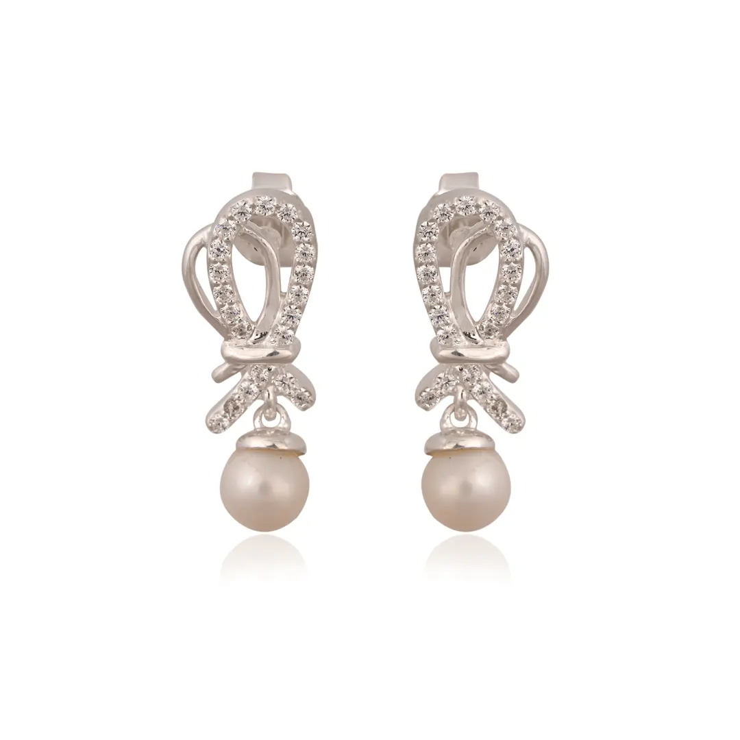 Zircon White & White Pearl Earring