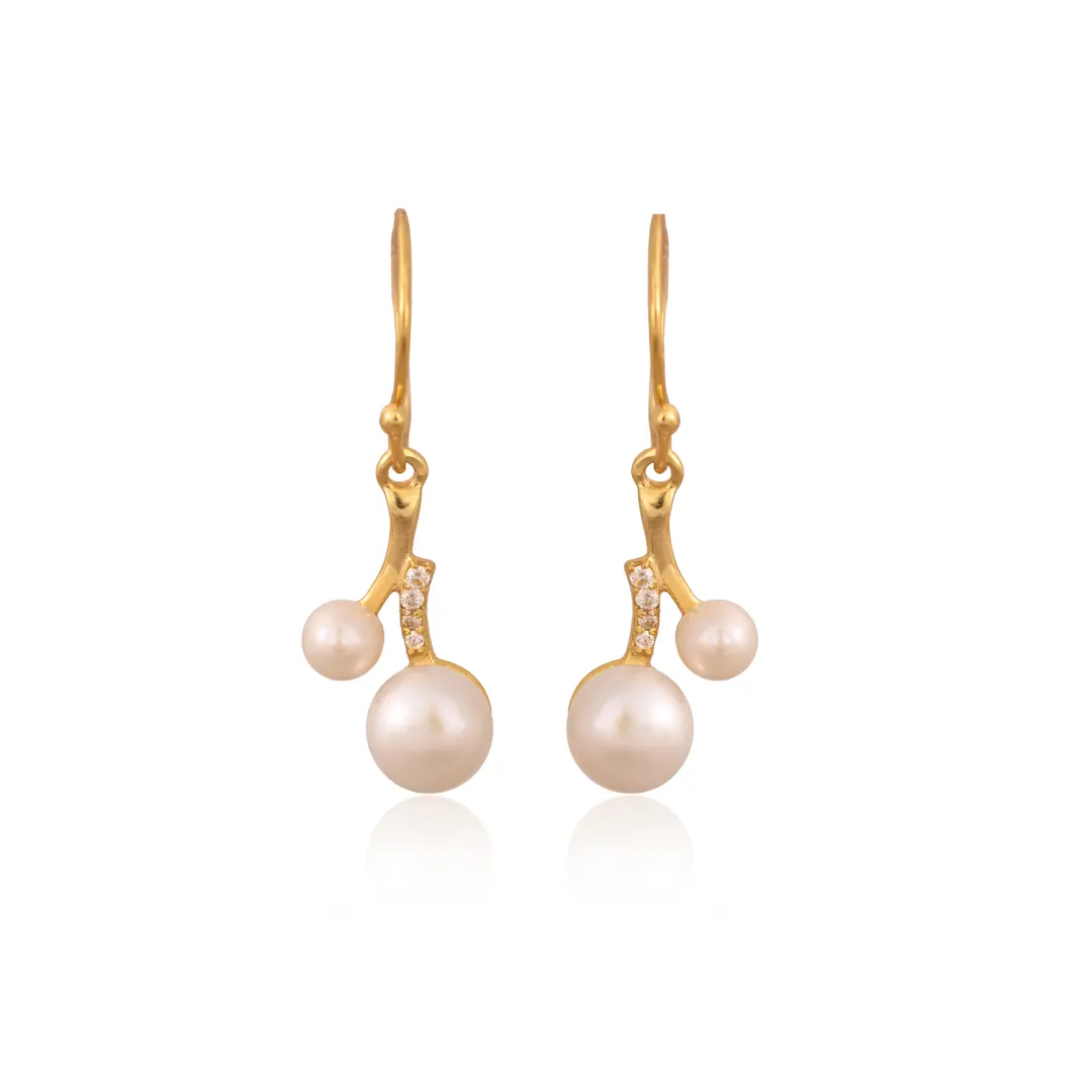 Zircon White & Grey Pearl Earring