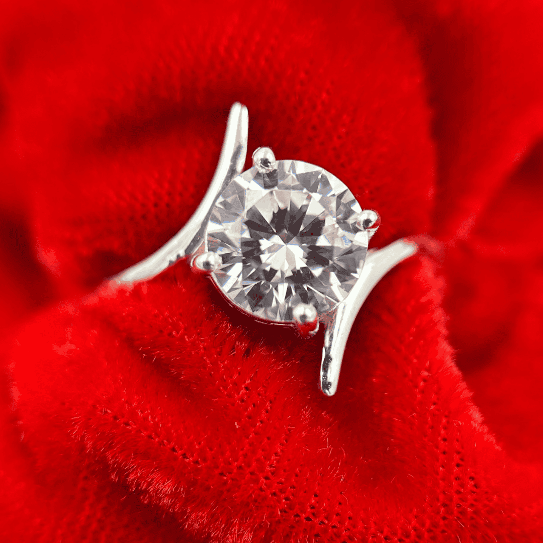 Eternal Spark – Solitaire round CZ silver ring.